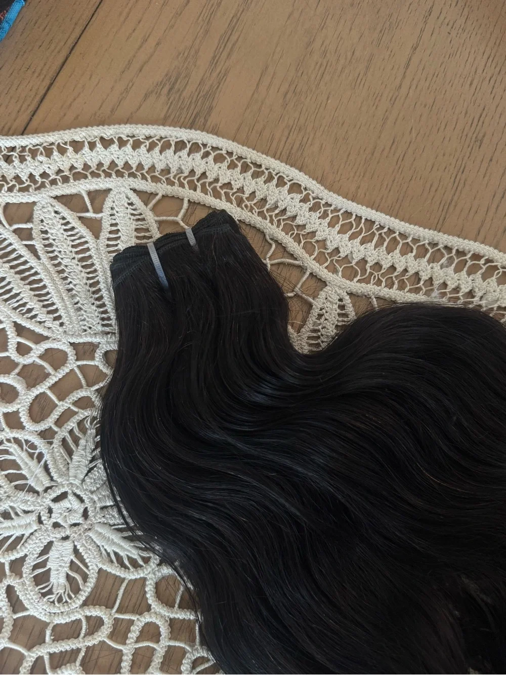 100% Human Hair Weft Extensions 16” Black Natural Wavy